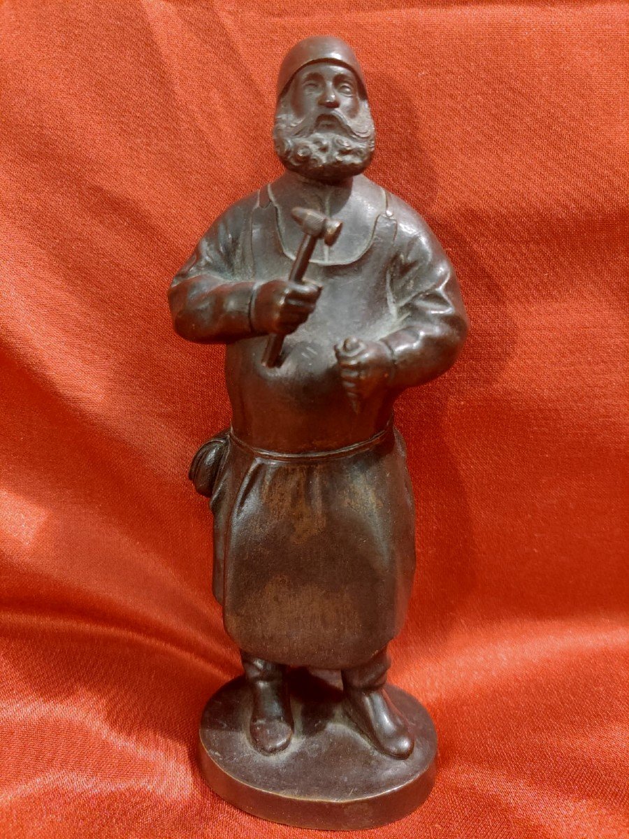 Sculpture d'Un Graveur En Bronze, Des Années 1500