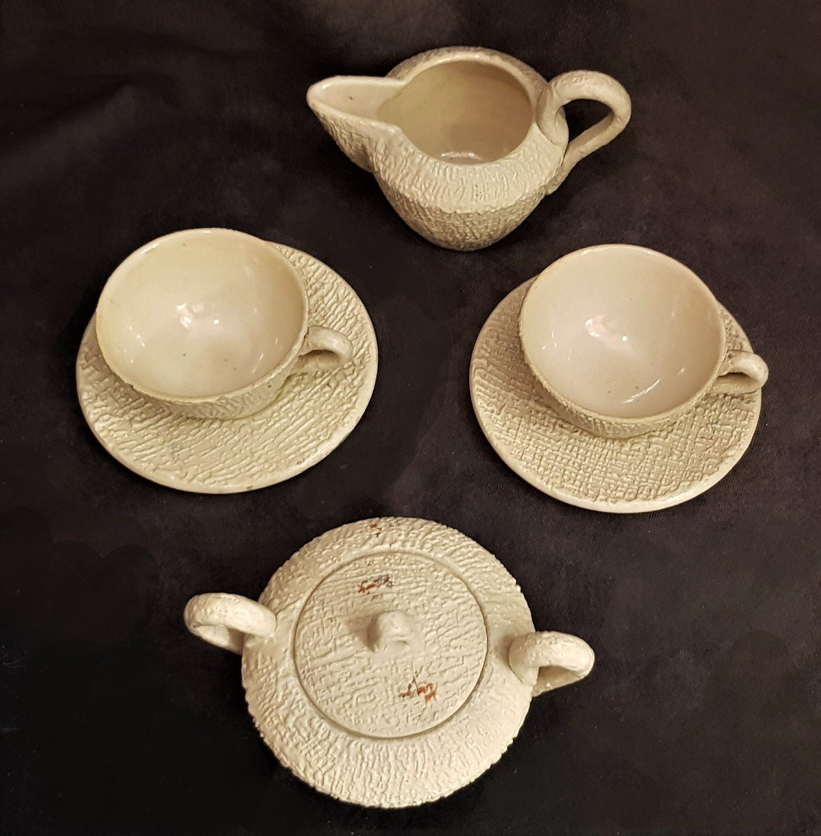 Coppia di tazze da tè e zuccheriere in terracotta Sbordoni Civita Castellana-photo-2
