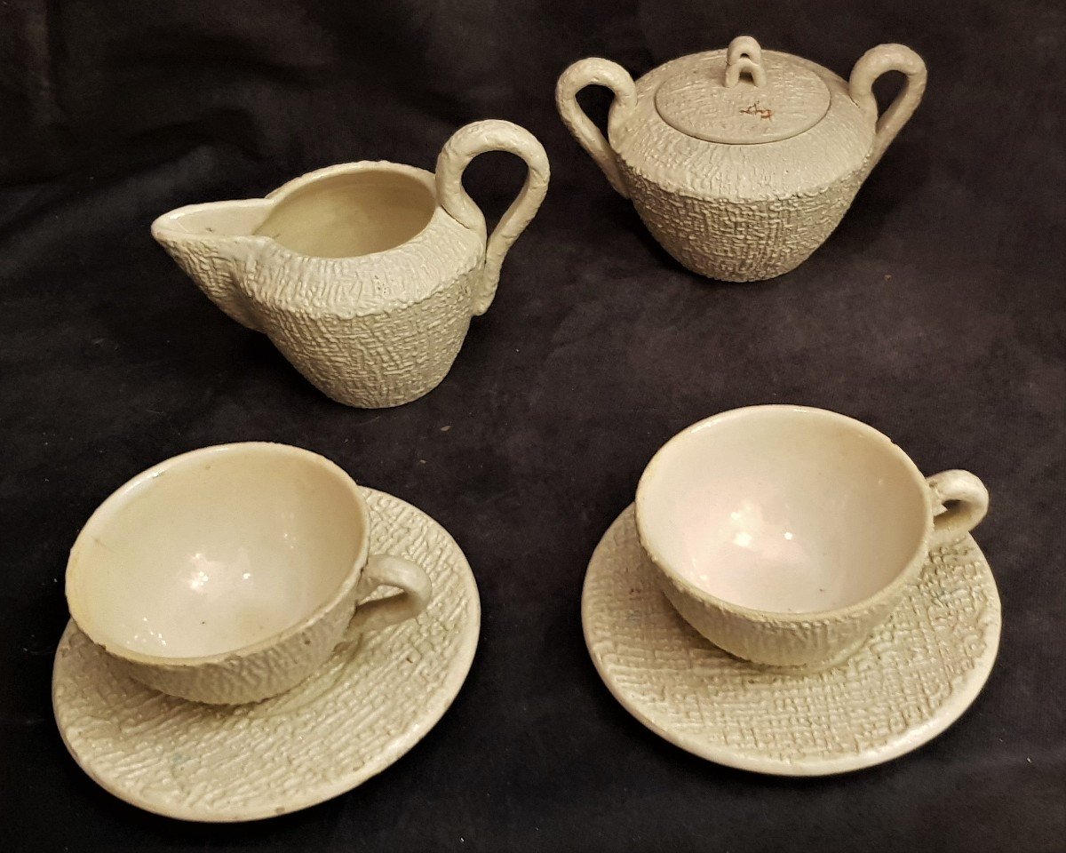 Coppia di tazze da tè e zuccheriere in terracotta Sbordoni Civita Castellana-photo-3