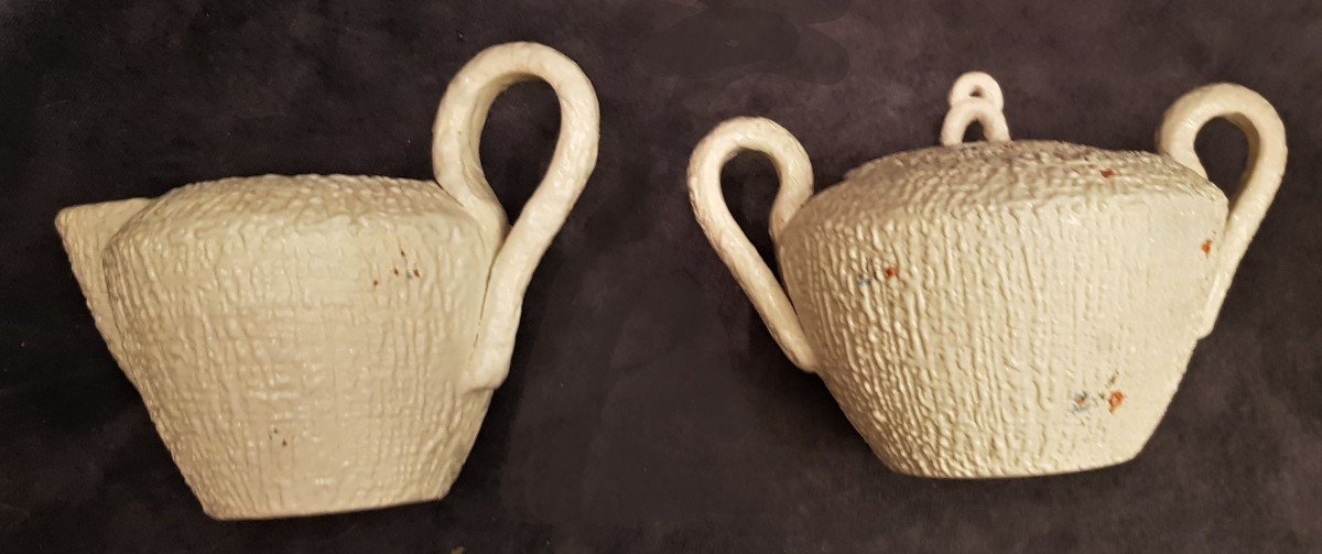Coppia di tazze da tè e zuccheriere in terracotta Sbordoni Civita Castellana-photo-2