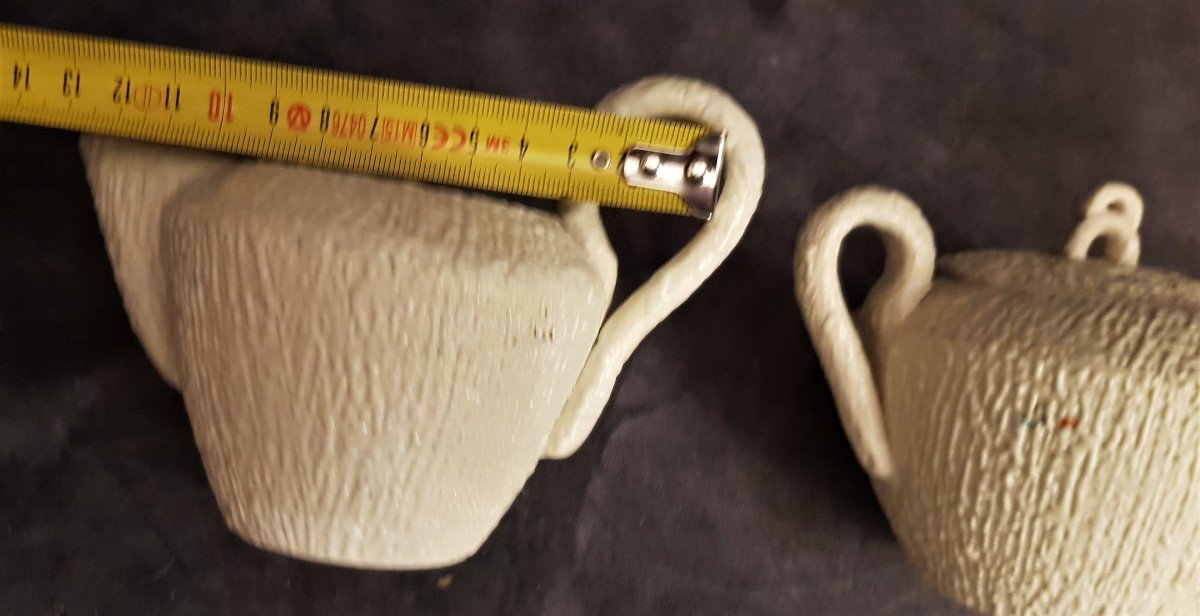 Coppia di tazze da tè e zuccheriere in terracotta Sbordoni Civita Castellana-photo-7