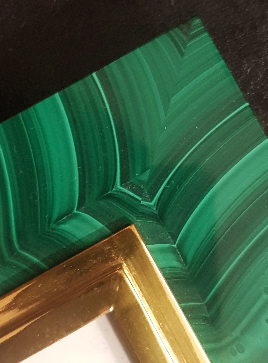 Antica cornice per foto in malachite e argento vermeil-photo-4