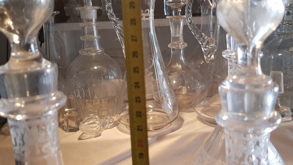 Serie Di Tre antiche Bottiglie Di Vino, Decanter  In Cristallo Baccarat  Mod. Chablis-photo-6