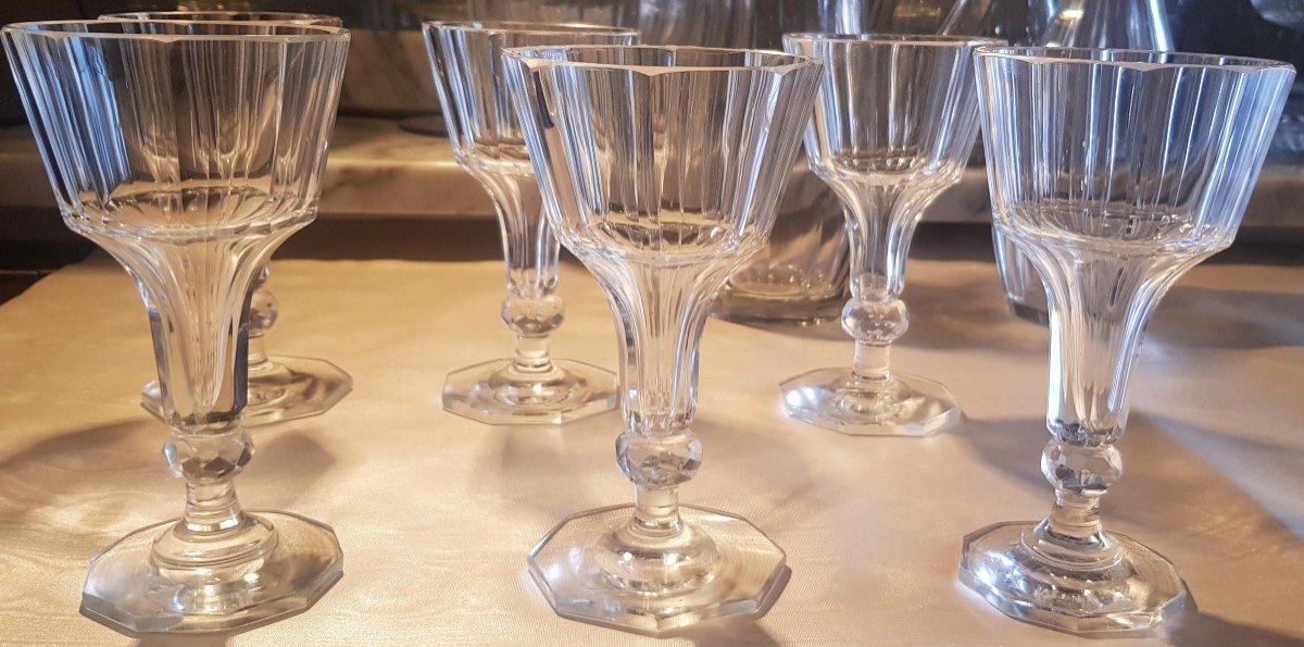  Lot De 8 Flutes à Champagne en cristal anciennes XIX ème s -photo-2