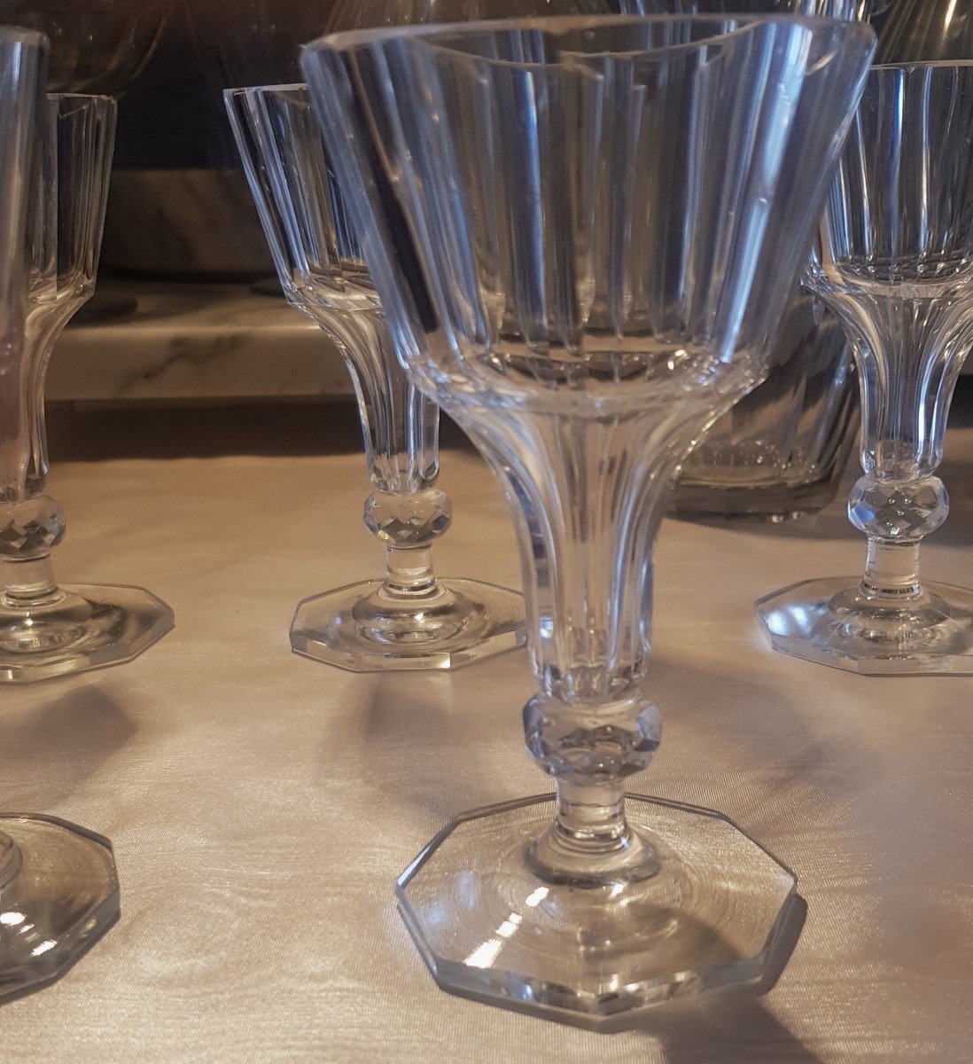  Lot De 8 Flutes à Champagne en cristal anciennes XIX ème s -photo-3