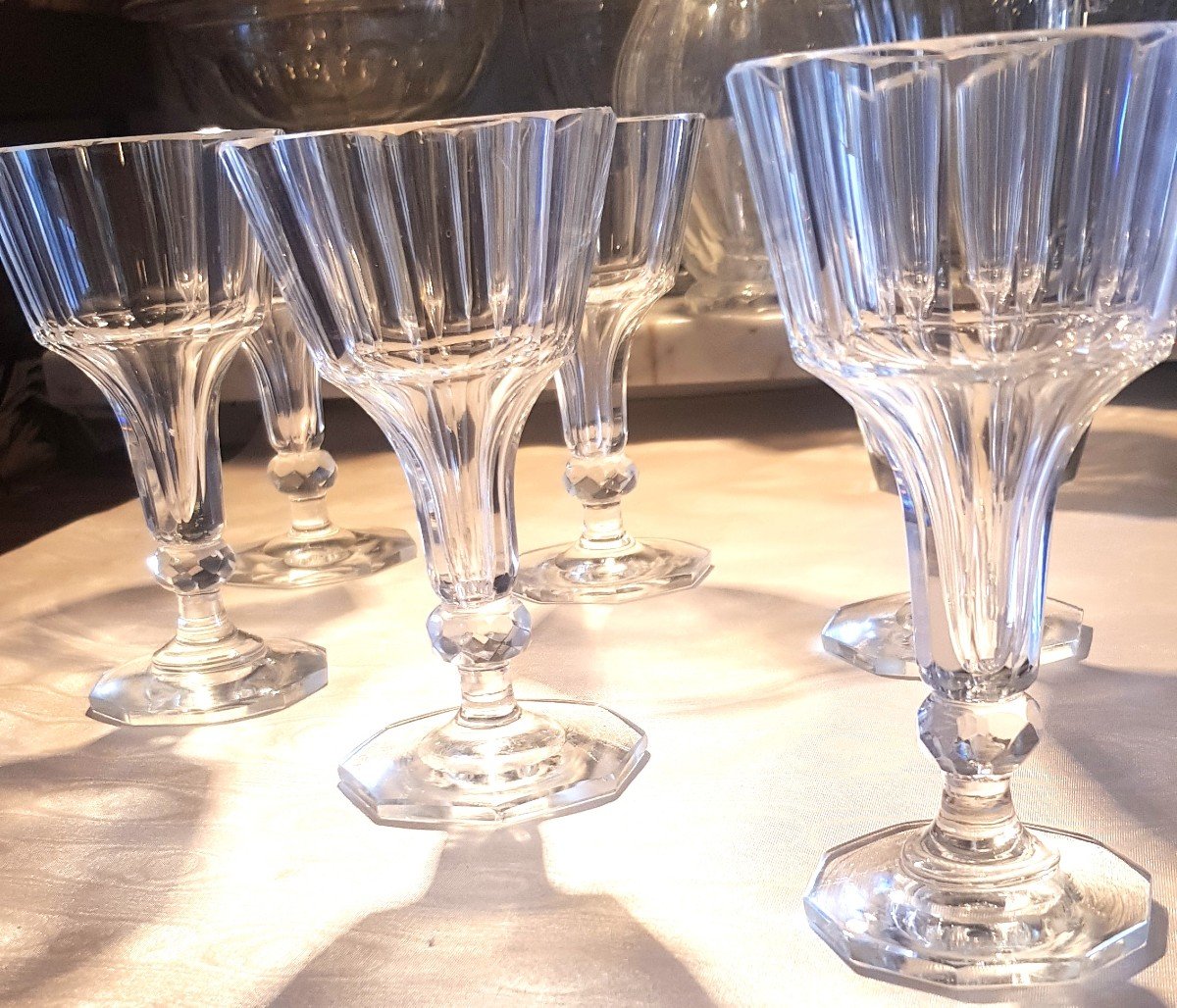  Lot De 8 Flutes à Champagne en cristal anciennes XIX ème s 