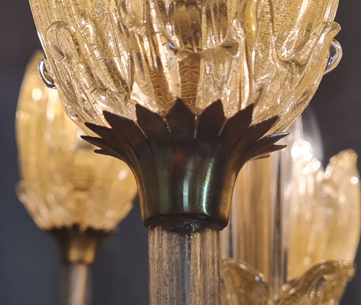 Lampadario antico in vetro soffiato di Murano Barovier-photo-1