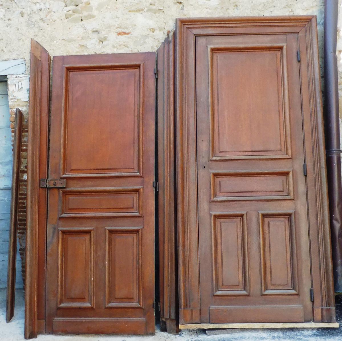 Coppia di porte  in rovere massello dei primi anni del XX