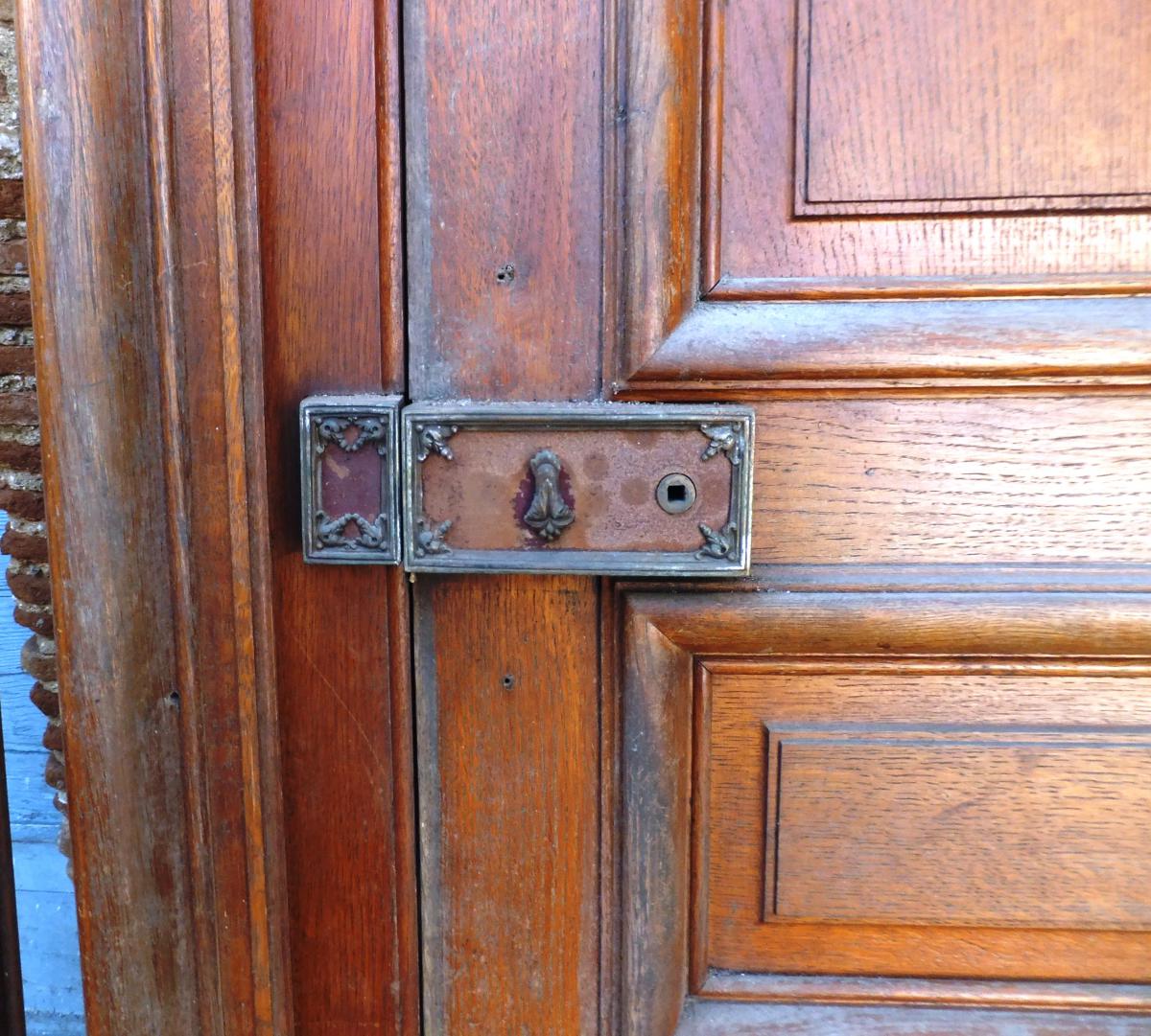 Coppia di porte  in rovere massello dei primi anni del XX-photo-2