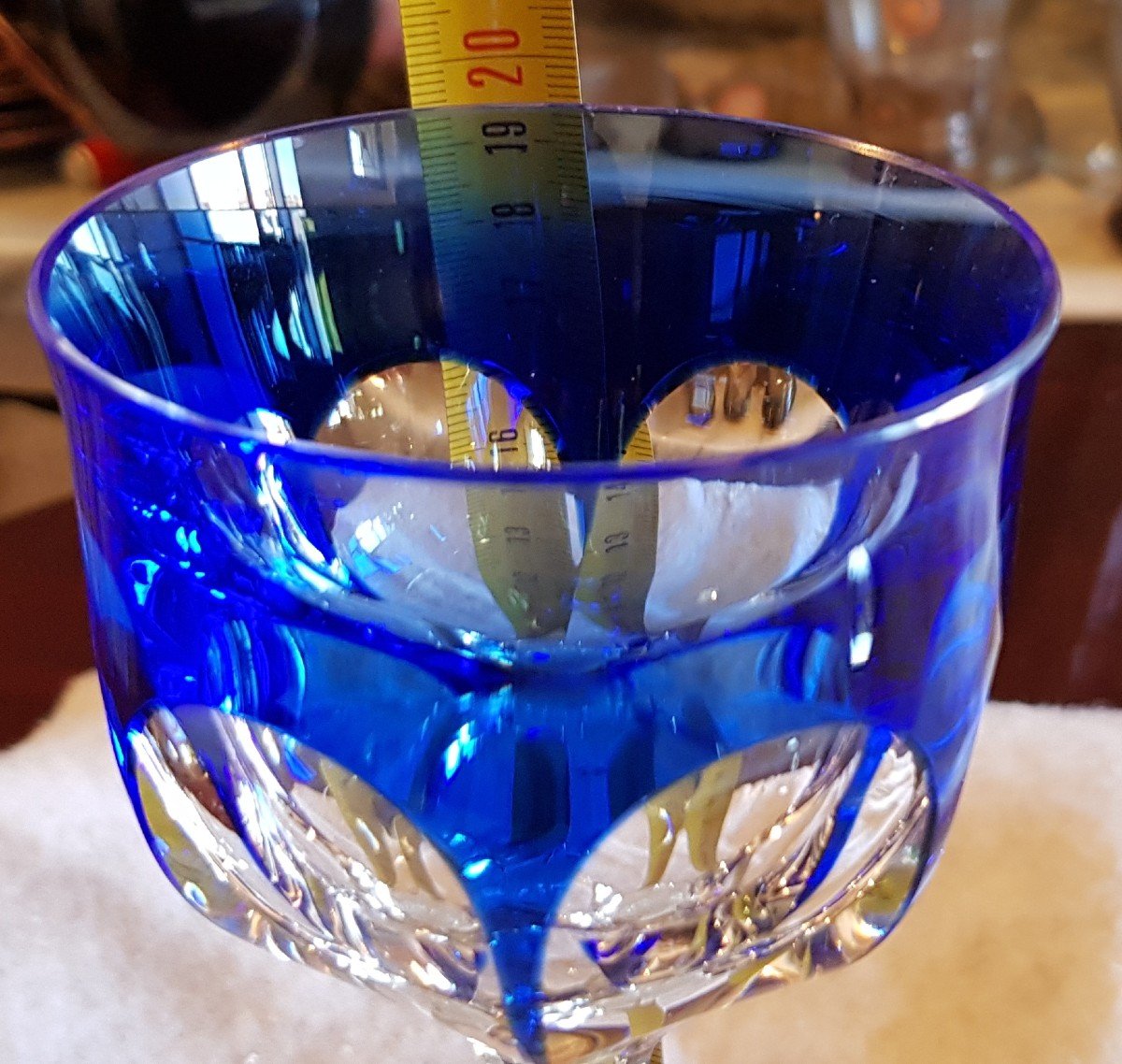  Paire De Verres Calice En Cristal Coloré Moser Cm 19,,5  H-photo-4