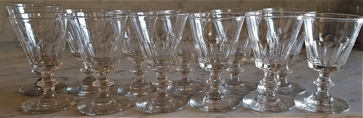  Ensemble 12 Verres Anciens Modèle Caton H 11-11,5 Cm