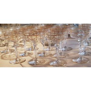 Set di 10 coppe da champagne antiche in cristallo St. Louis mod. Anvers