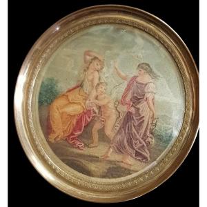 Miniatura antica neoclassica Cupido e le ninfe