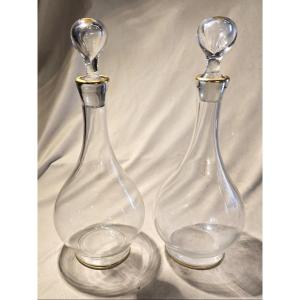 Coppia bottiglie decanter in cristallo Baccarat modello Manon Gold