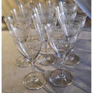 Set di 11 bicchieri da acqua antichi in cristallo Baccarat modello Cygne Empire