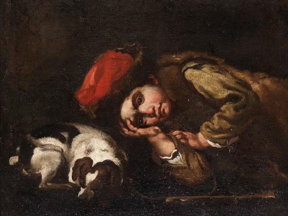 Pastorello che dorme vicino al suo cane-photo-2
