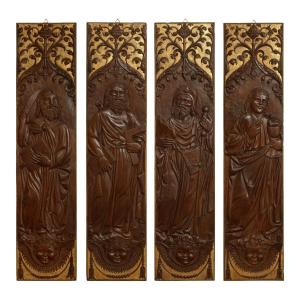 quattro apostoli bassorilievi in legno scolpito