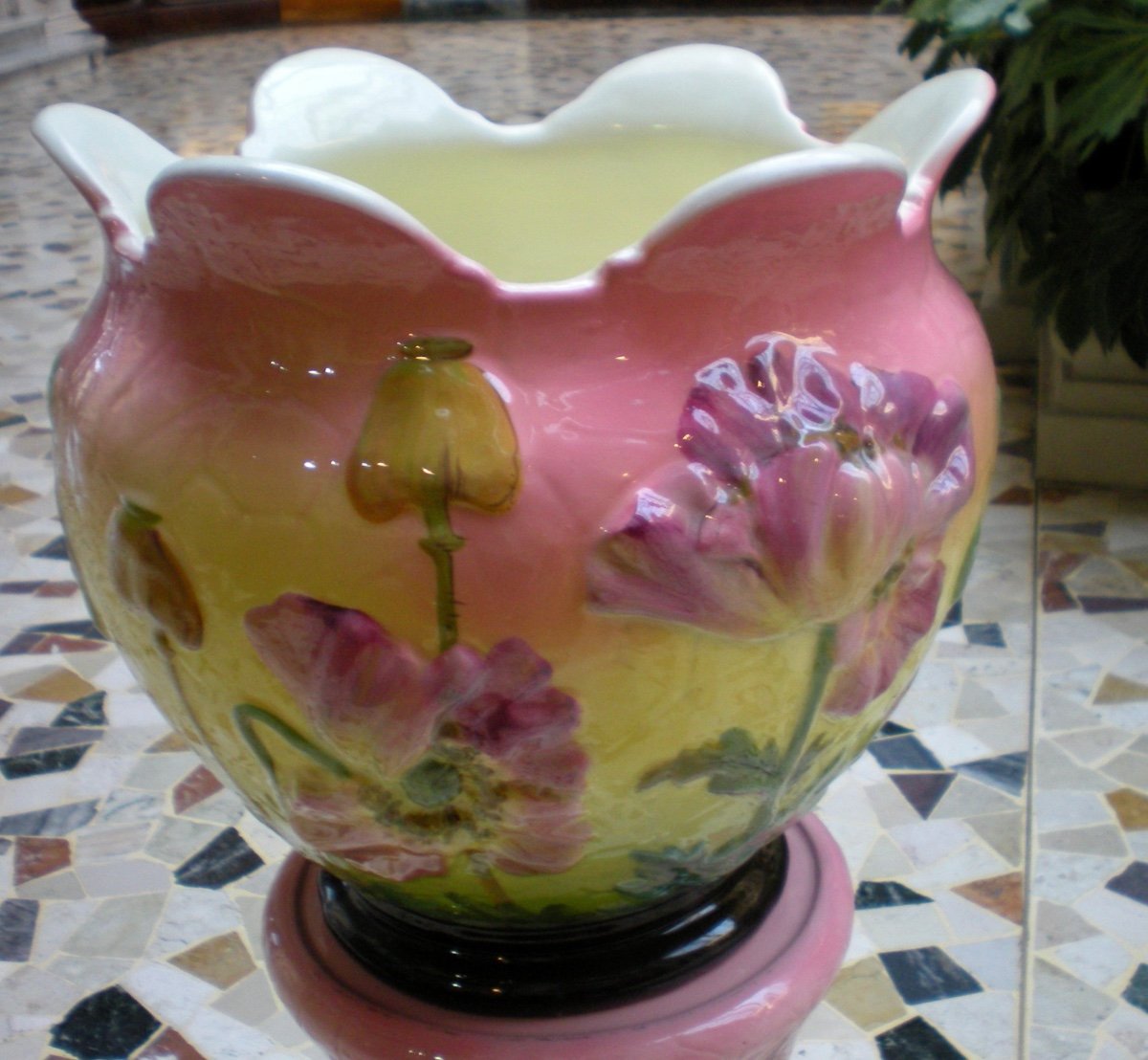 Papaveri- Cache pot con colonna barbotine Massier-photo-4