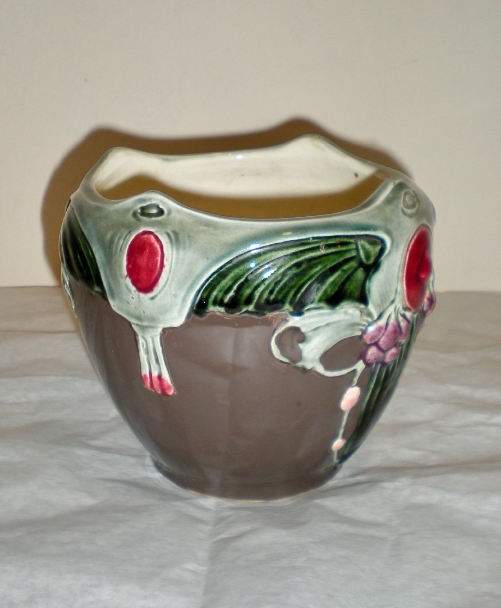 Piccolo cache pot art nouveau barbotine-photo-3