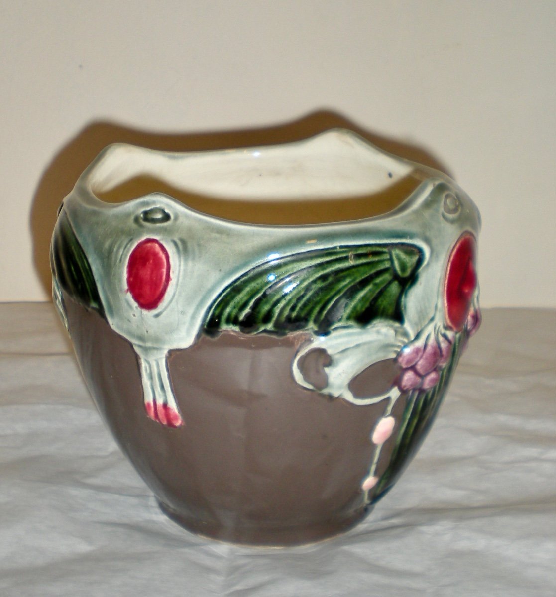 Piccolo cache pot art nouveau barbotine-photo-4