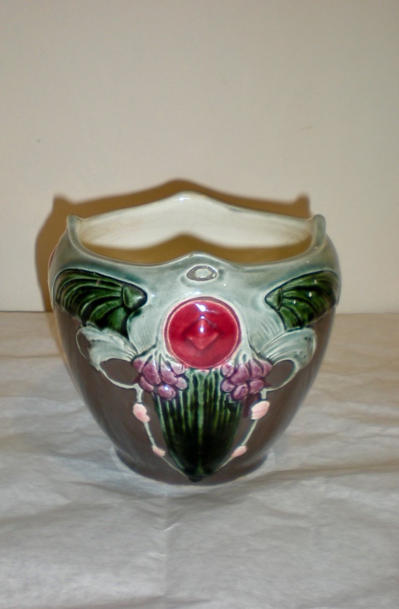 Piccolo cache pot art nouveau barbotine-photo-3