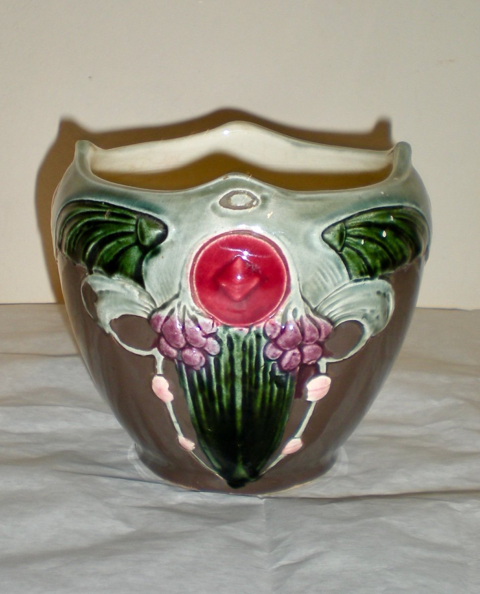 Piccolo cache pot art nouveau barbotine