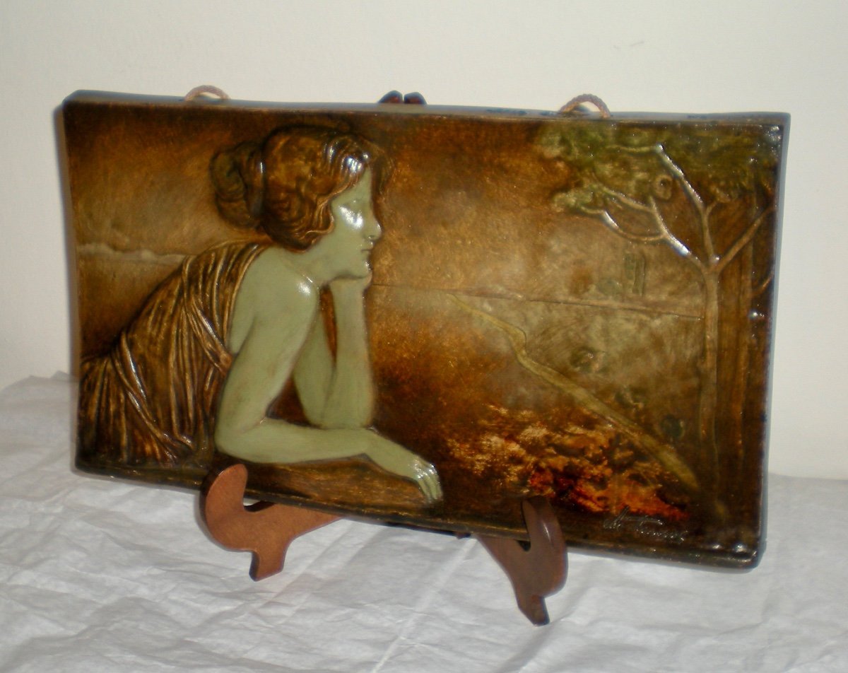 Contemplazione- Placca art nouveau Goldscheider ( Montenave )-photo-1