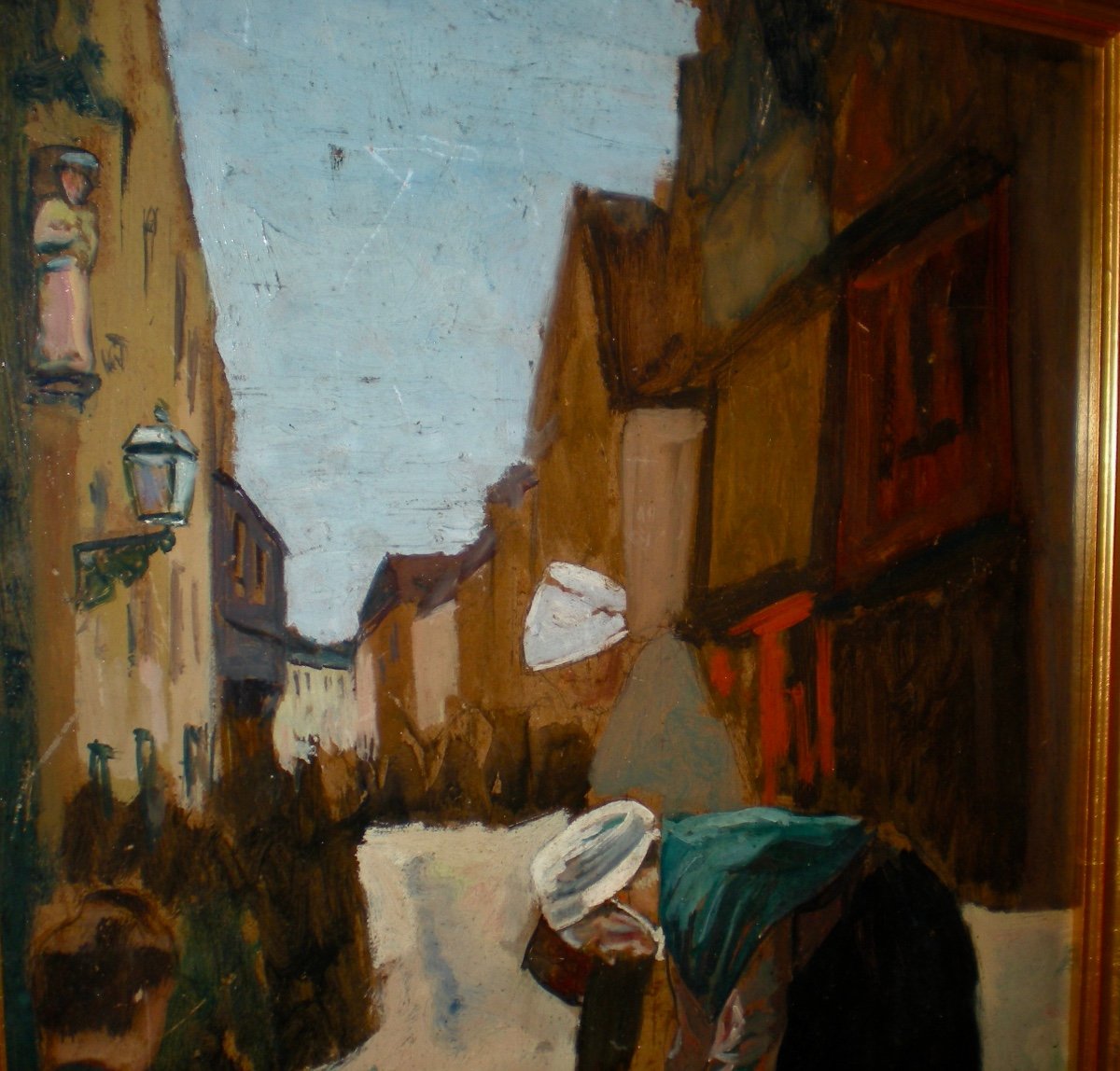 Rue animée- Olio su cartone Fernand Piet-photo-1