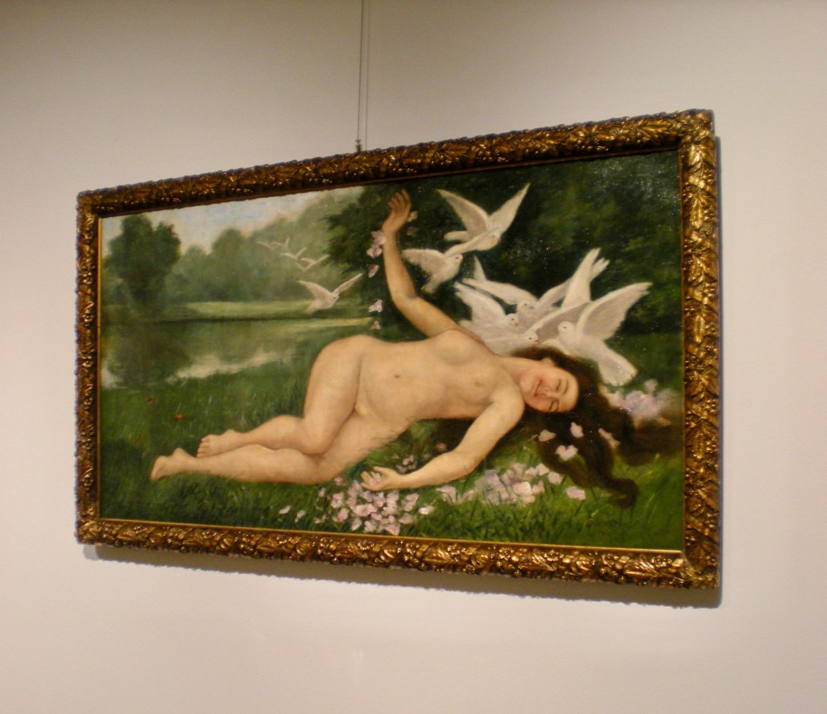 Colombe- Olio su tela art nouveau , Oliverio,1922