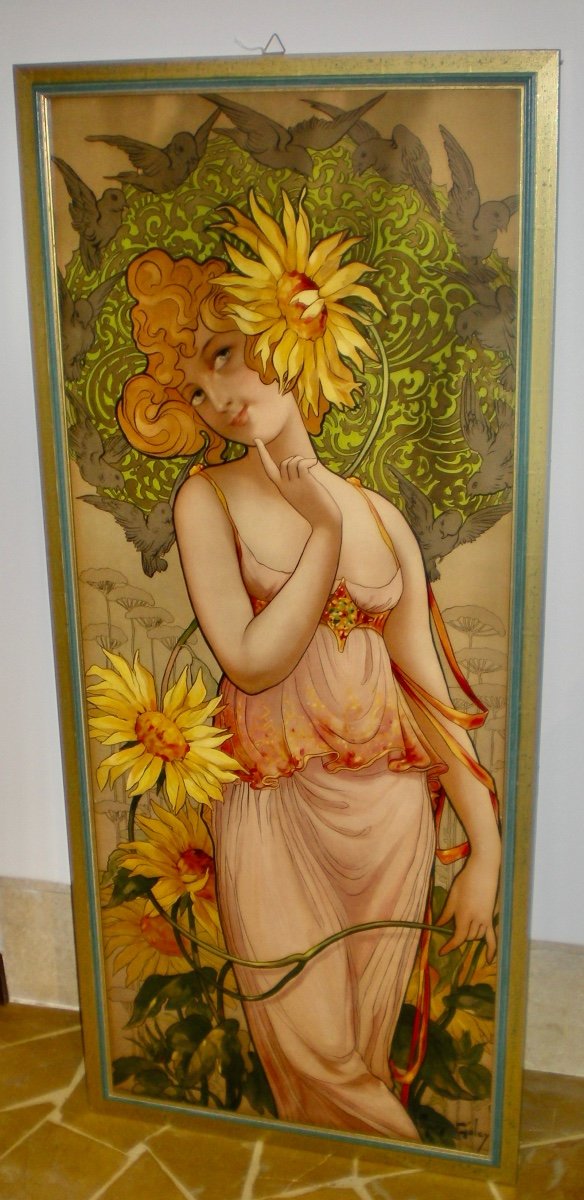 Le reveil du jour- Litografia art nouveau Mary Golay-photo-2