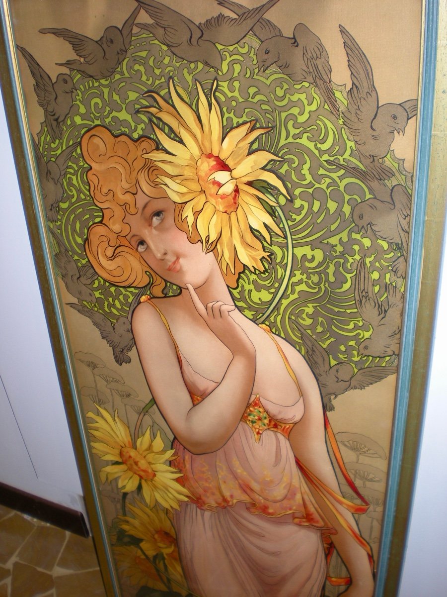 Le reveil du jour- Litografia art nouveau Mary Golay-photo-3