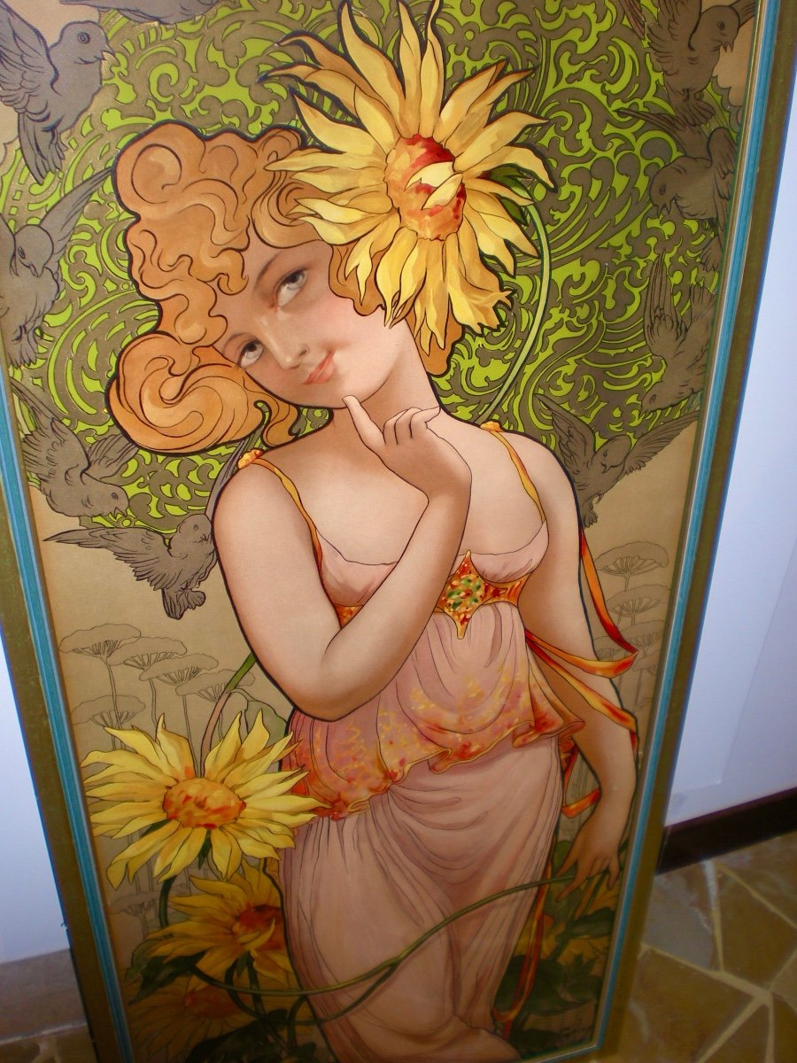 Le reveil du jour- Litografia art nouveau Mary Golay-photo-4