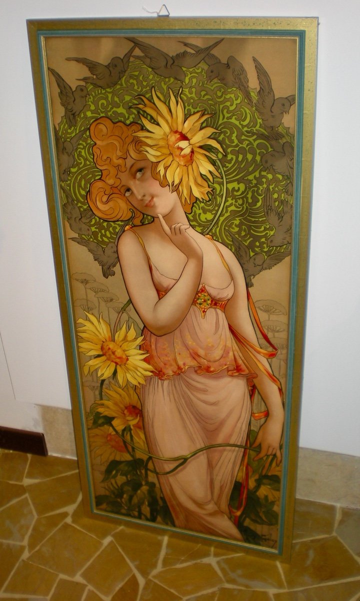 Le reveil du jour- Litografia art nouveau Mary Golay-photo-2