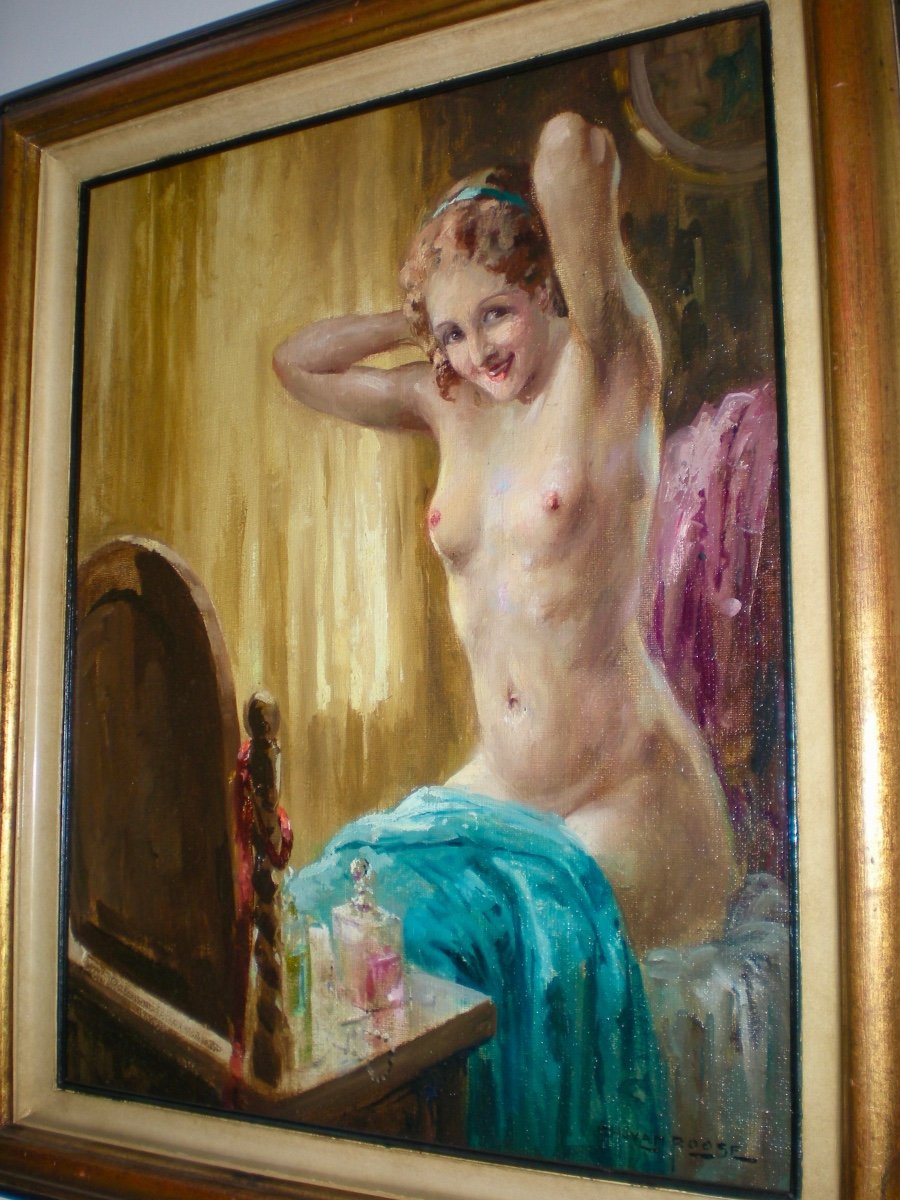 Jeune femme à la toilette- Olio su tela art dèco Charles van Roose-photo-2