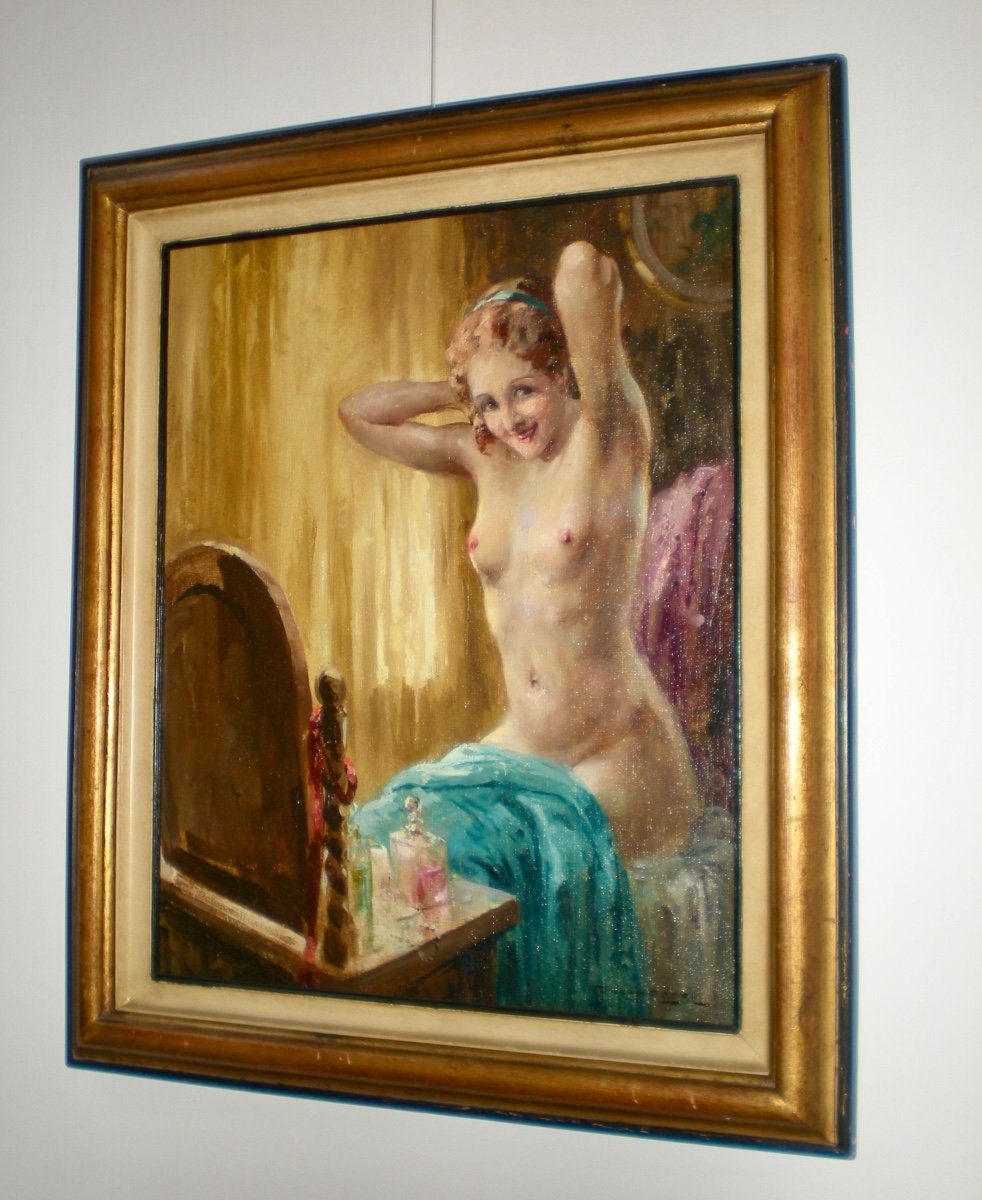 Jeune femme à la toilette- Olio su tela art dèco Charles van Roose-photo-2