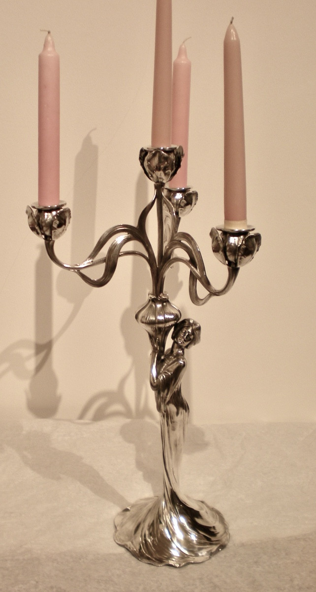 Iris - Coppia di candelabri art nouveau W.M.F.-photo-3