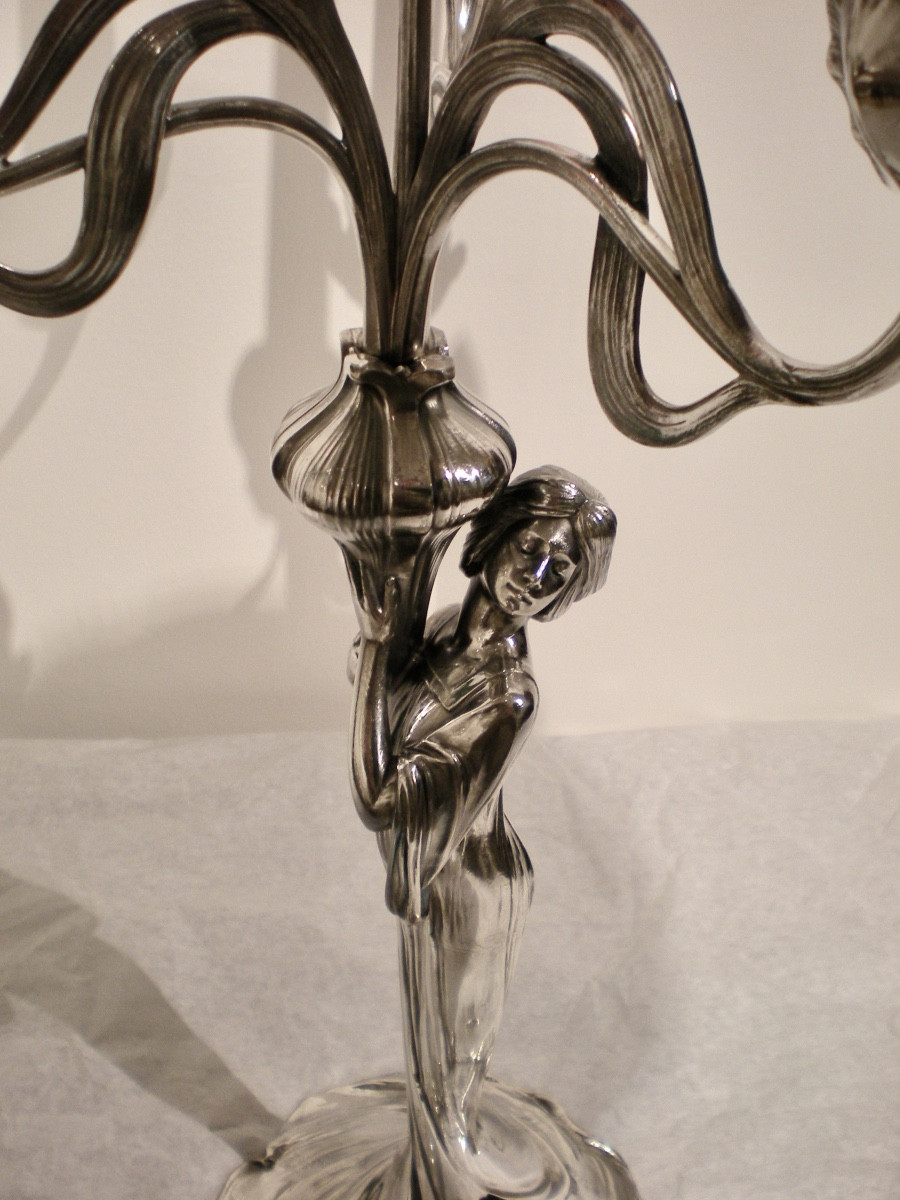 Iris - Coppia di candelabri art nouveau W.M.F.-photo-1