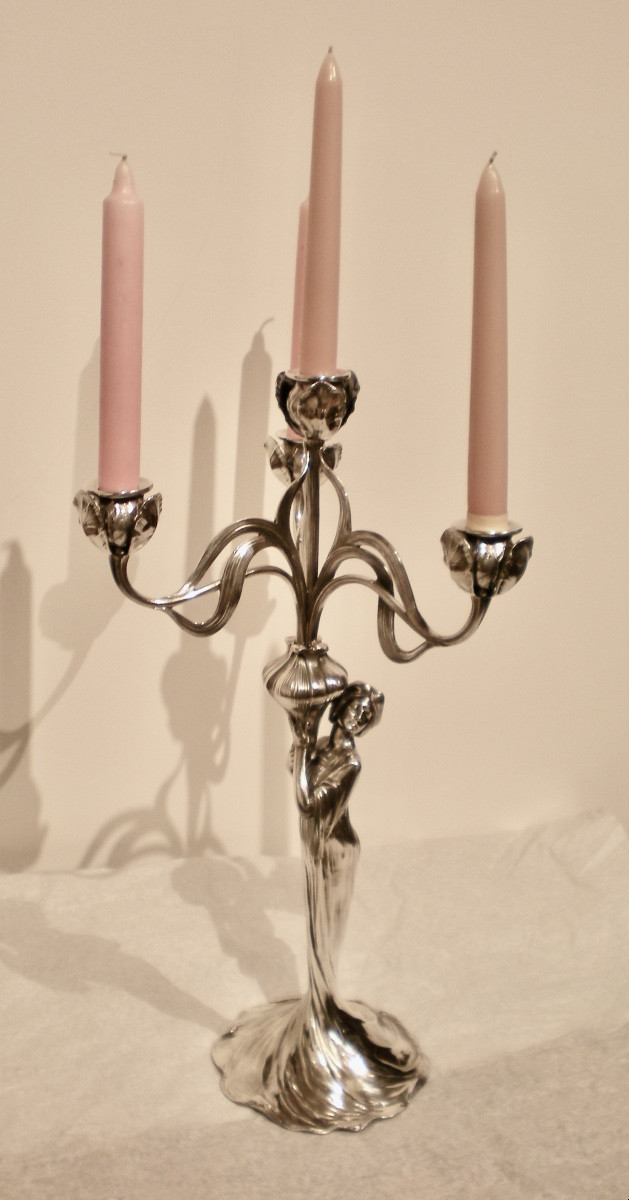 Iris - Coppia di candelabri art nouveau W.M.F.-photo-4