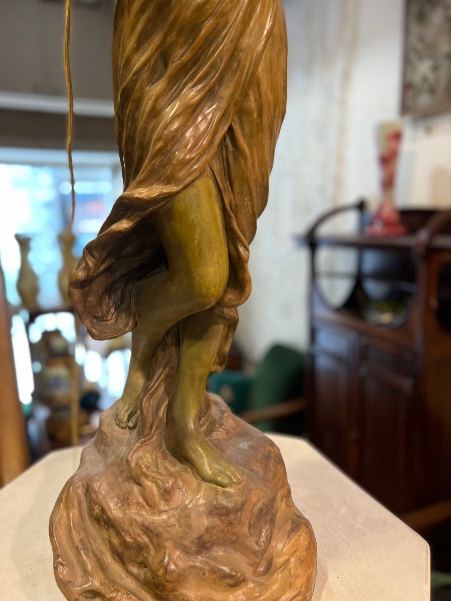 Grande Lampe / Sculpture Art Nouveau Goldscheider-photo-4