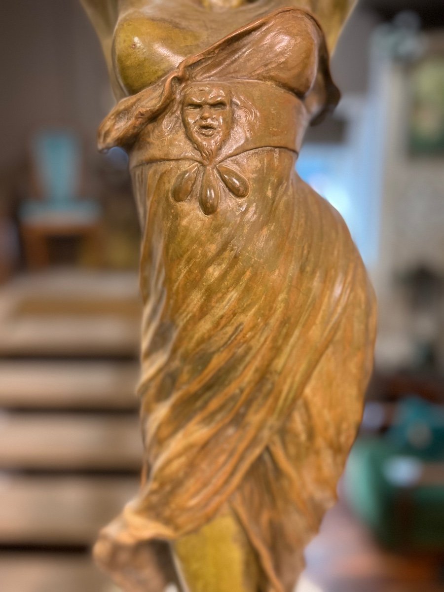 Grande Lampe / Sculpture Art Nouveau Goldscheider-photo-1