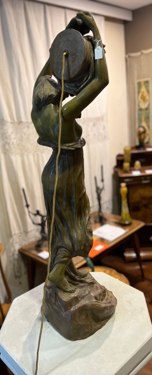 Grande Lampe / Sculpture Art Nouveau Goldscheider-photo-3