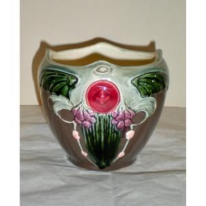 Piccolo cache pot art nouveau barbotine