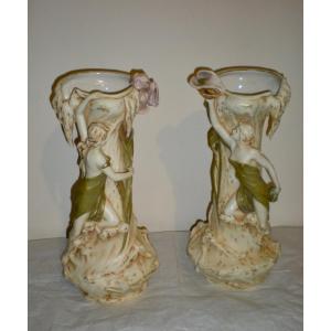 Coppia di vasi/scultura art nouveau Royal Dux 