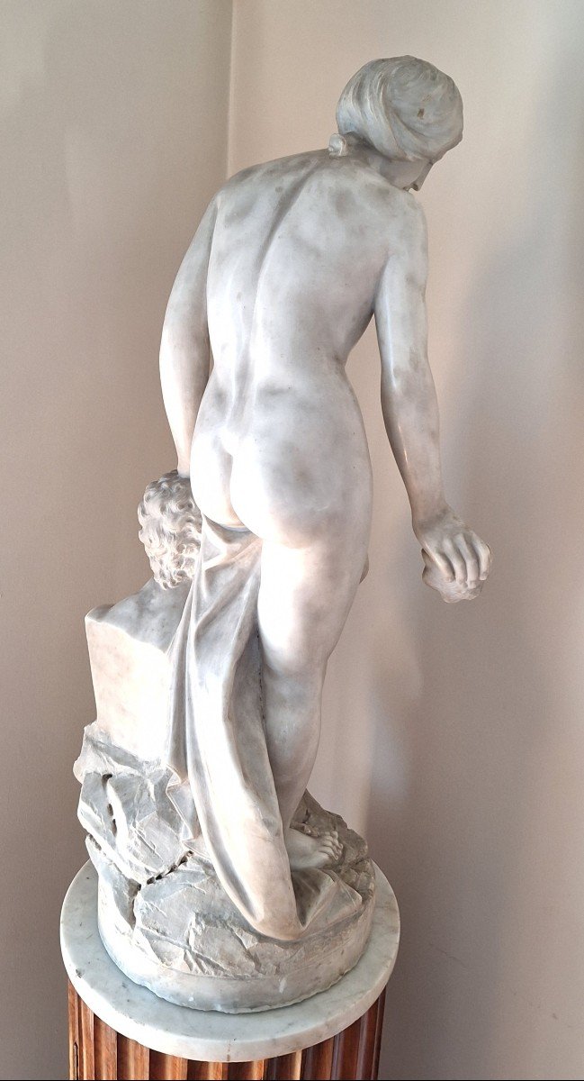 Scultura in marmo "Venere con Satiro" XIX Secolo-photo-1