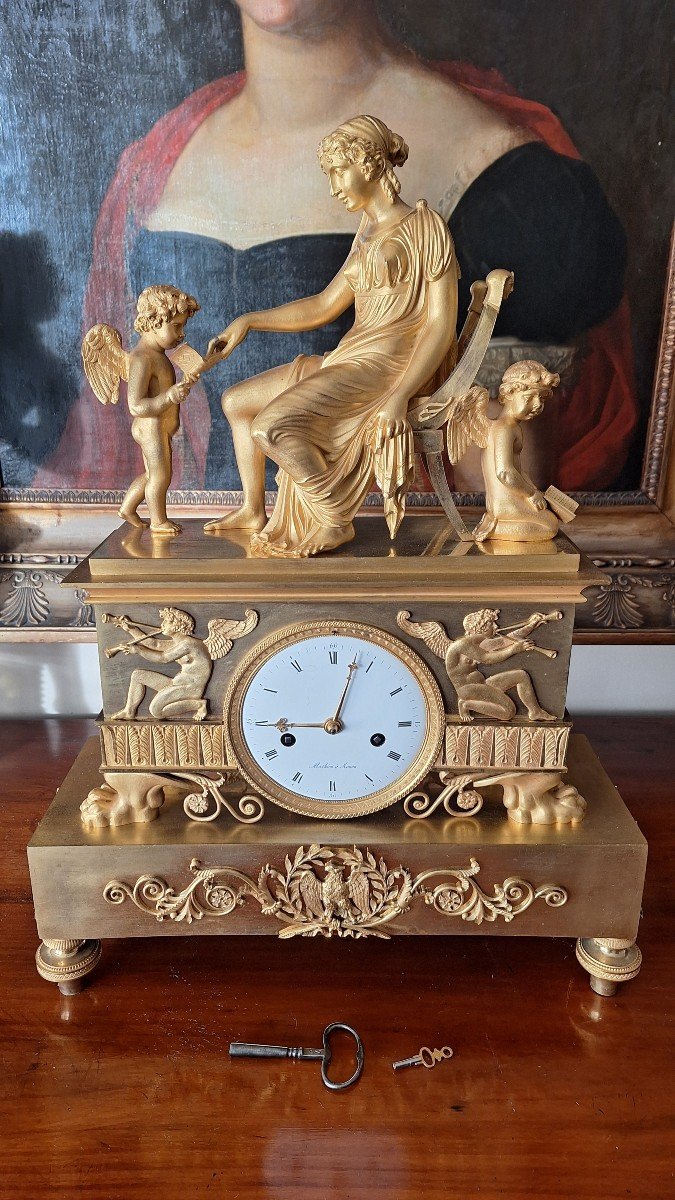 Orologio  Impero 1810  in bronzo dorato. Venere, Cupido e Anteros