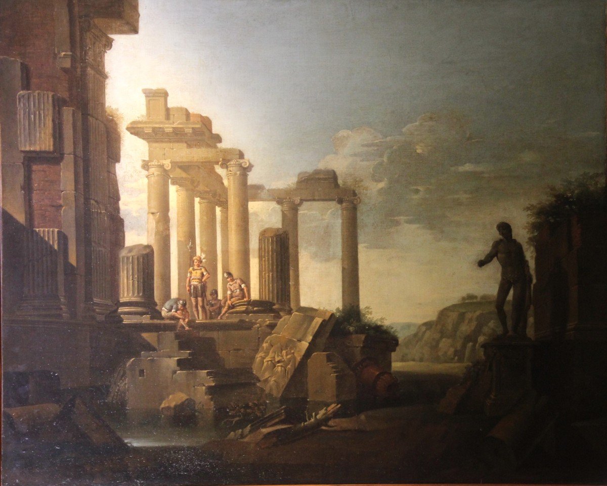 “Rovine” coppia di dipinti olio su tela, G. P. Pannini amb.-photo-2