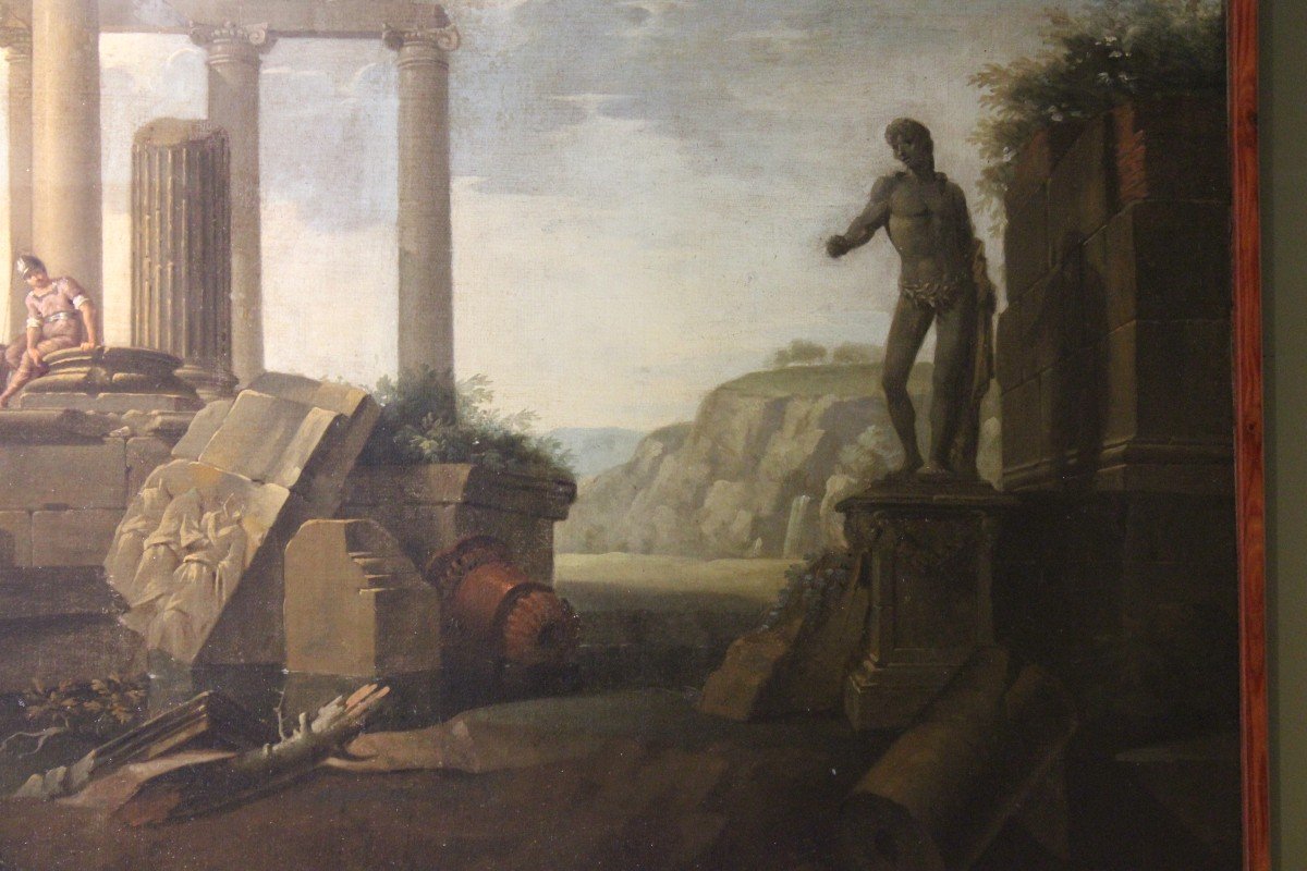 “Rovine” coppia di dipinti olio su tela, G. P. Pannini amb.-photo-4