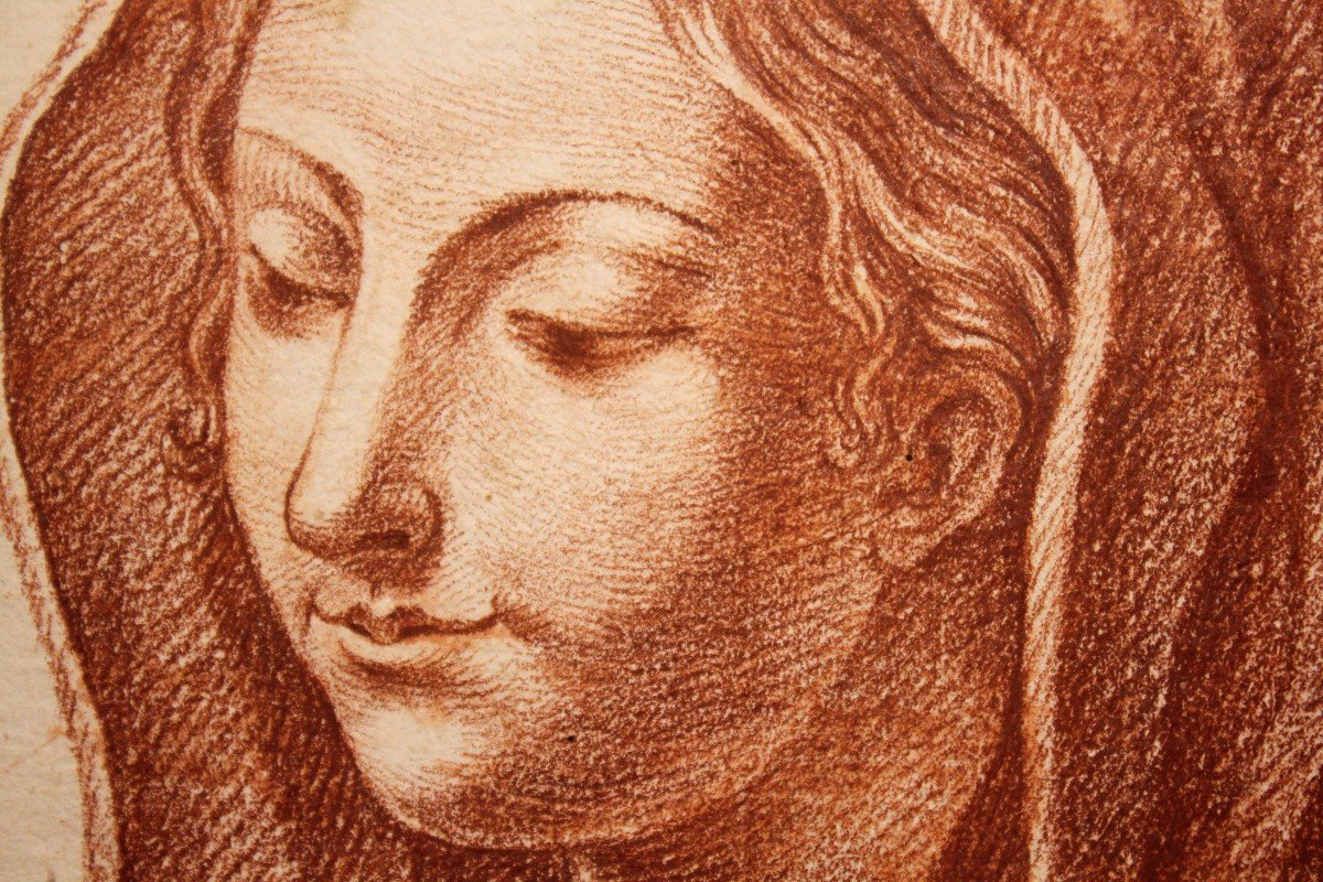 Madonna | disegno sanguigna su carta - Bologna XVIIIsec. att. Mattioli-photo-3