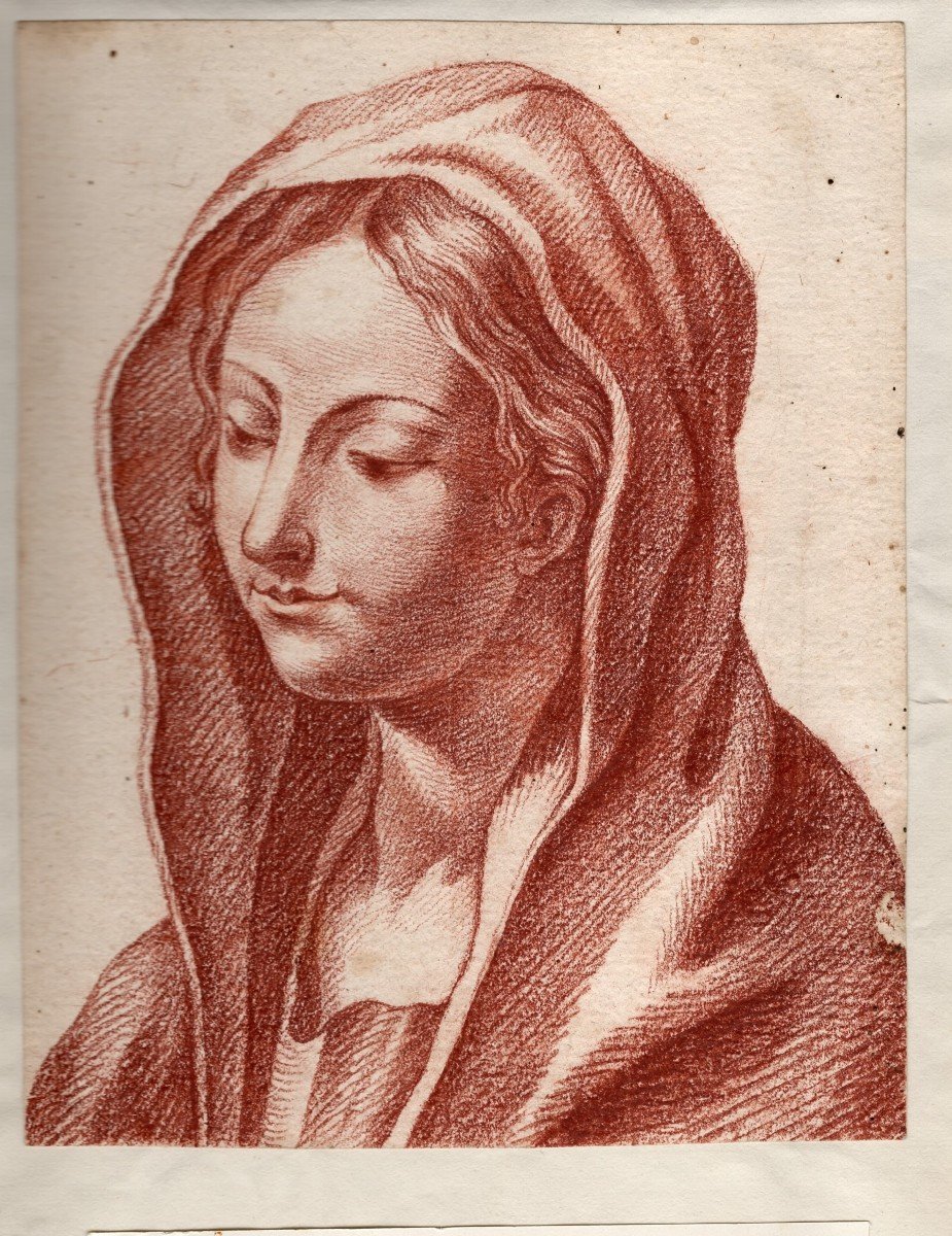 Madonna | disegno sanguigna su carta - Bologna XVIIIsec. att. Mattioli