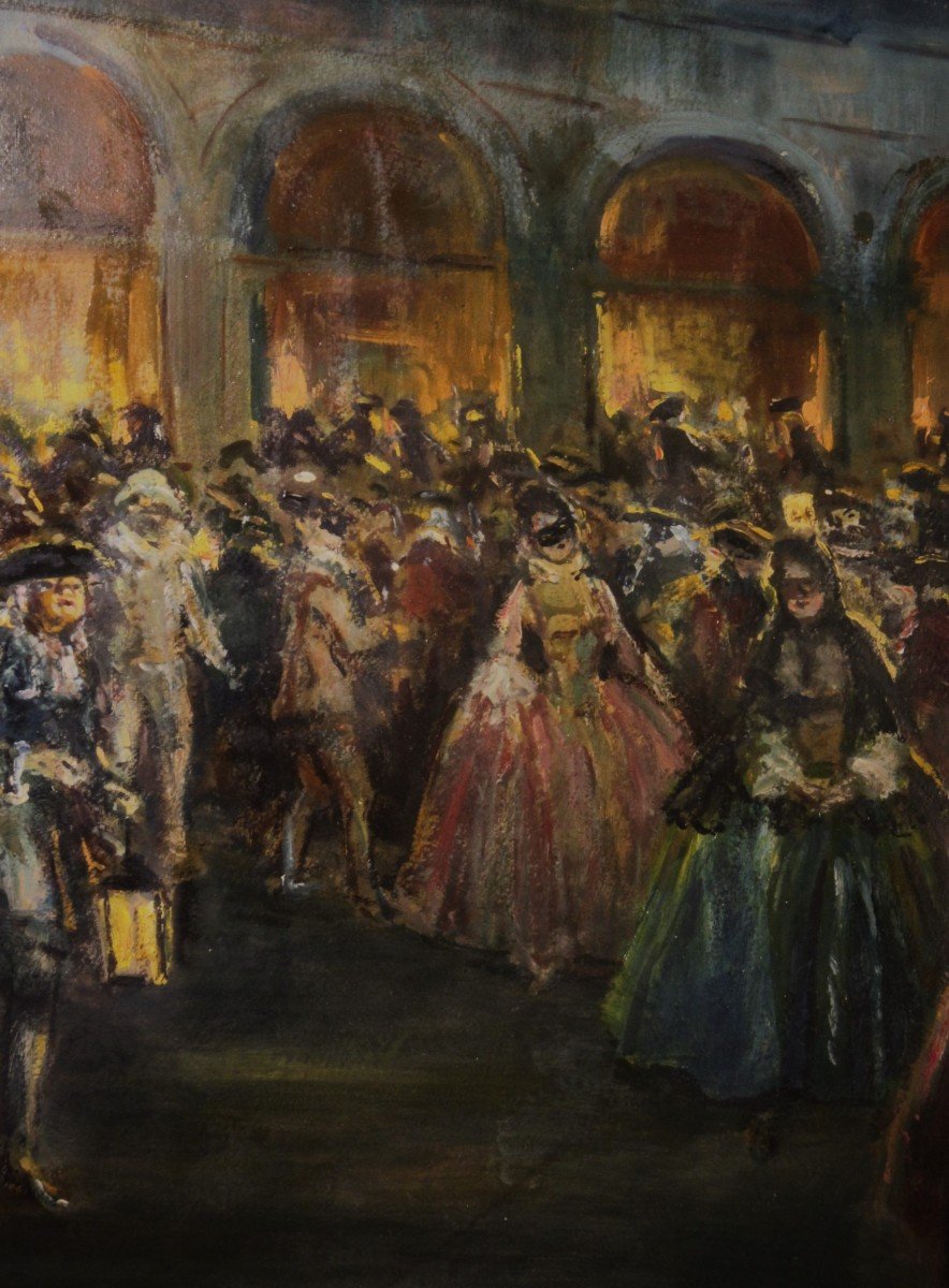 Vincenzo La Bella (Napoli 1872 - 1954) | Carnevale a Venezia - dipinto a olio-photo-2